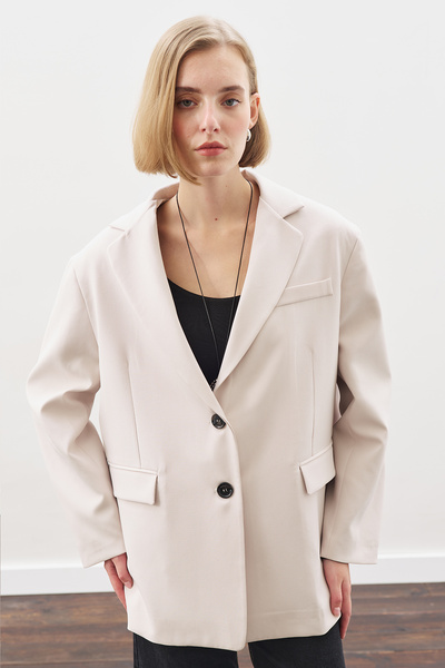 Manuka Oversized Cut Blazer Jacket Beige