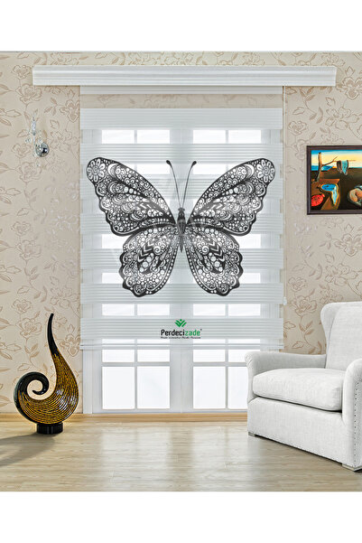 Yznhome Dantel Kelebek Desenli Zarif Zebra Perde – YZN-731