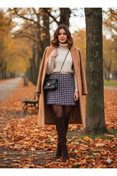 MONAMORE Women's Short Skirt with Side Metal Zipper Closure