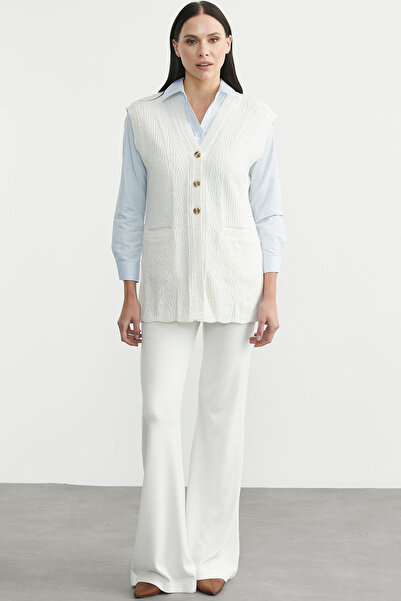 Sementa Buttoned Knit Vest with Pockets - Bone