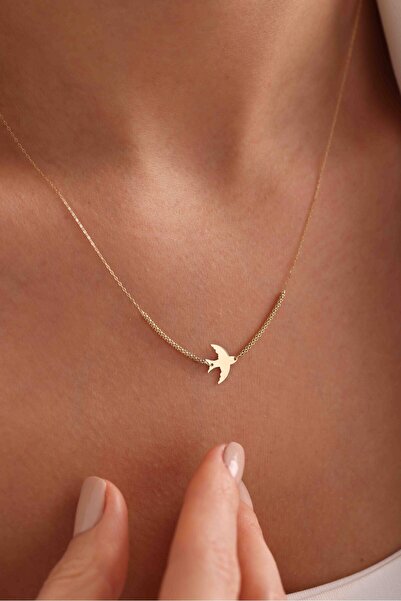 Giza Jewelry 14 Ayar Kırlangıç Kuş Altın Kolye