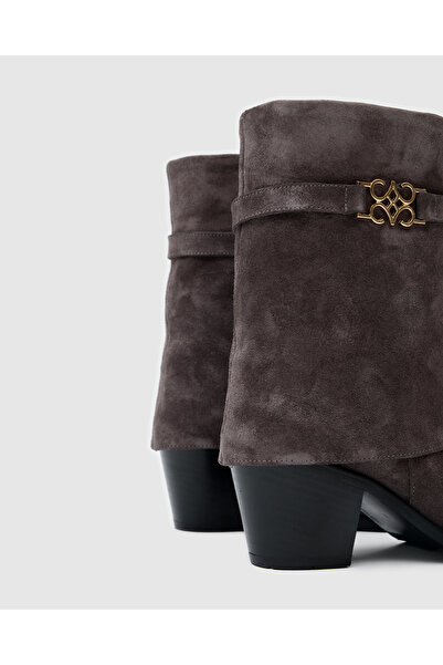 Cecia Vera Mini Hakiki Deri Bot Gri Süet