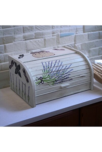 Decoratiuni Vintage Casa Retro Classic bread box, Lavender, hand-painted, without chopper, 39 cm* 18 cm * 27 cm
