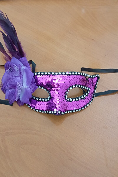 Nana & Mayka Moda Purple Sequined Lace-Up Party Mask – Handmade, Carnival & Masquerade Accessory