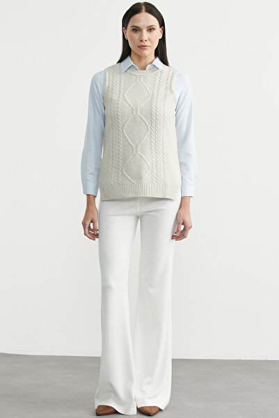 Sementa Ethnic Motif Sleeveless Knit Sweater - Stone