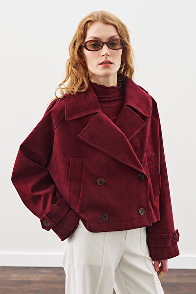 Manuka Suede Trench Coat Burgundy