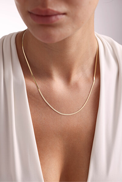 Giza Jewelry 14 Ayar Altın Parlak Ezme Gurmet Zincir Kolye