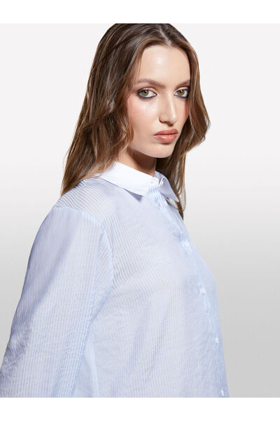 Sisley Women's Viscose Blended Striped Comfort Fit Shirt 325A5Lvzlq09F-Sis901