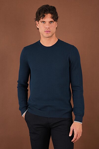 ALEXANDERGARDI Mornarsko plavi teksturirani pleteni džemper