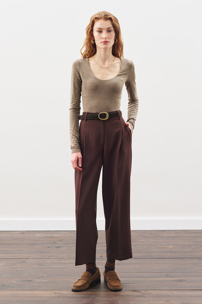 Manuka Detail-Oriented Straight Cut Pants, Brown