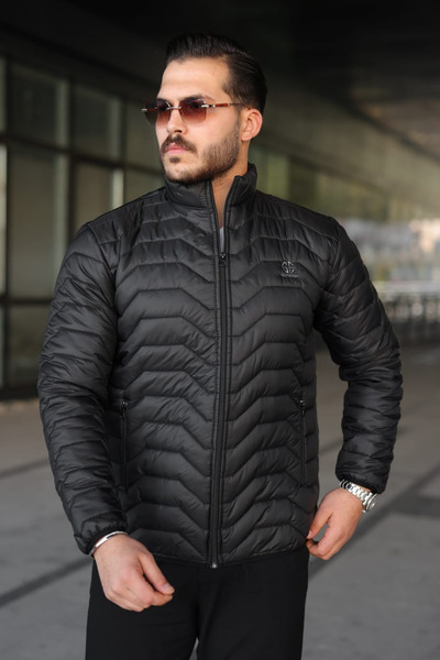 Tarz Cool Men's Black Windproof Winter Puffer Sports Jacket
