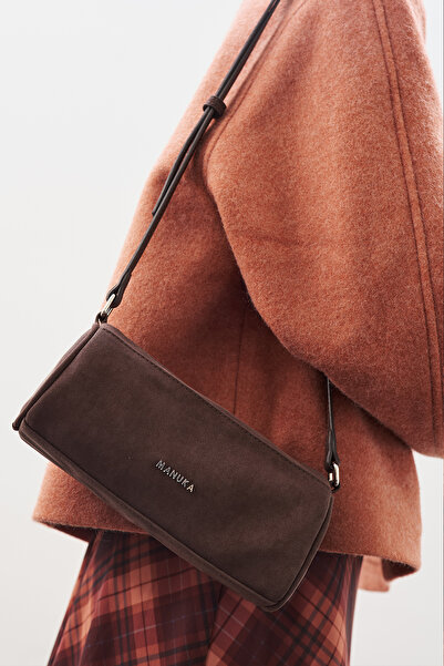 Manuka SÜET MİNİ OVAL ÇANTA ACI KAHVE