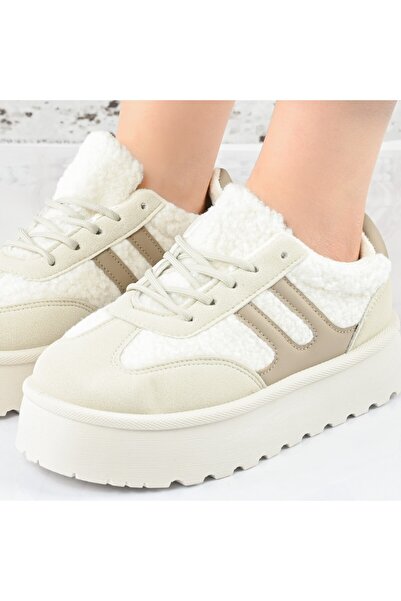 Tmall Pantofi sport pentru femei, Cu interior din blană, TM1D1458, Bej