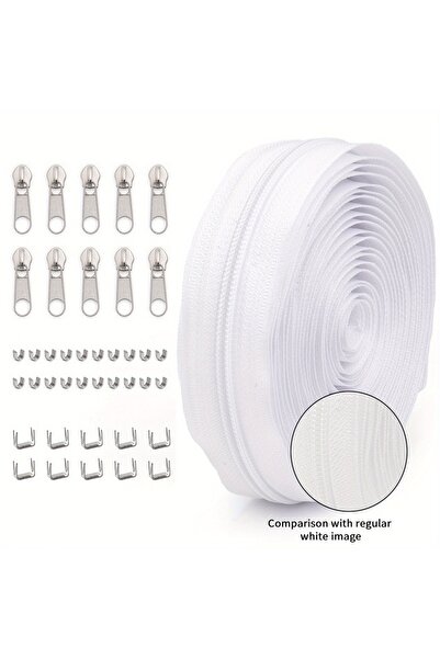 Choice48 طقم واحد أبيض ناصع 101، متوفر بـ 50 لونًا، سحاب نايلون رقم 5. مناسب ...