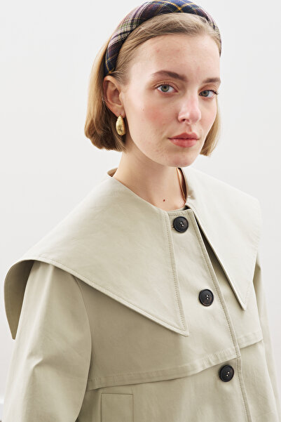Manuka Wide Collar Gabardine Jacket Soft Green