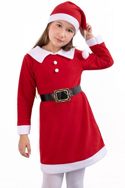 Cansın Mini Red Girl's Christmas Themed Hat Dress 23326