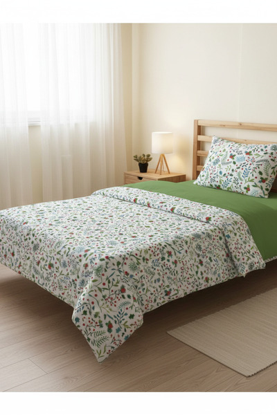 milroma Emerald Pine Patterned Green Soft Touch Duvet Cover Set