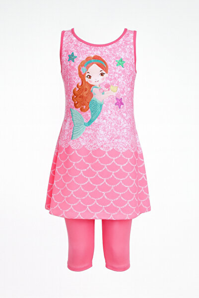 Haliç Mayo Zero Sleeve Girl Child Stretch Fabric Swimsuit 08 Pink