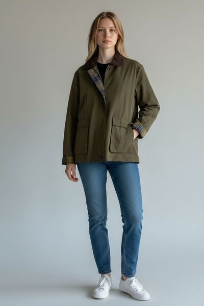 DİREN TEKSTİL KADİFE YAKA ASTARI EKOSELİ YEŞİL CEKET MONT