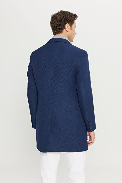 ALTINYILDIZ CLASSICS Standard Fit Regular Cut Mono Collar Patterned Overcoat with Flap Pockets