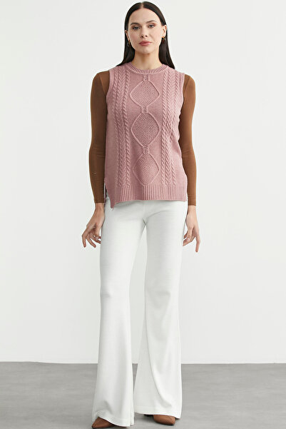 Sementa Ethnic Motif Sleeveless Knit Sweater - Rose