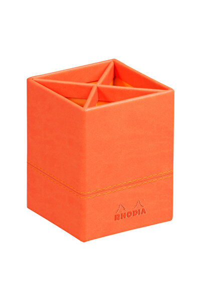 Rhodia Rhodiarama Pencil Holder Tangerin Suport instrumente scris, 8x8x11 cm, piele , orange,