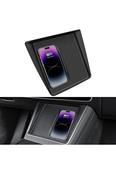TESLA OLED GARAJ MODEL Y JUNİPER İÇİN UYUMLU KABLOSUZ SARJ BÖLMESİ KAYDIRMAZ SLİKON KAPLAMA