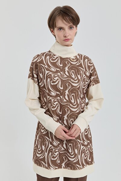 Nihan D Toka Detaylı Örme Tunik Kahve