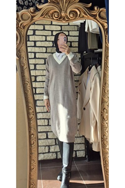 Mintaş V yaka triko elbise