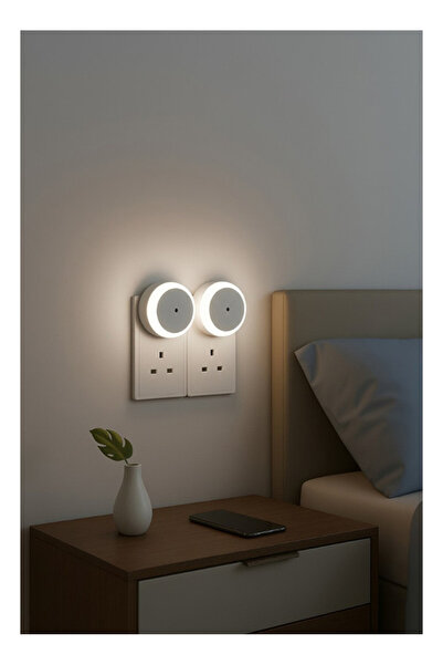 Taimi عبوة من 2 مصباح ليلي LED، أبيض