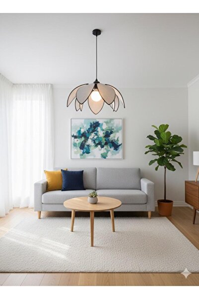 Emg DesiGn Modern Tasarım Çiçek Sarkıt Avize Kumaş Boheme Salon Oturma Odası Mutfak Avizesi