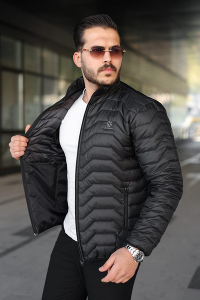 Tarz Cool Men's Black Windproof Winter Puffer Sports Jacket