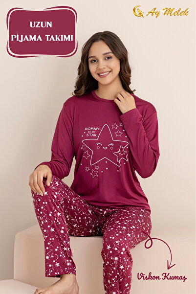 AYMELEK Women's Pajama Set Cotton Crew Neck Sleepwear
