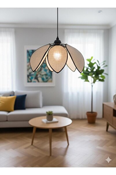 Emg DesiGn Modern Tasarım Çiçek Sarkıt Avize Kumaş Boheme Salon Oturma Odası Mutfak Avizesi