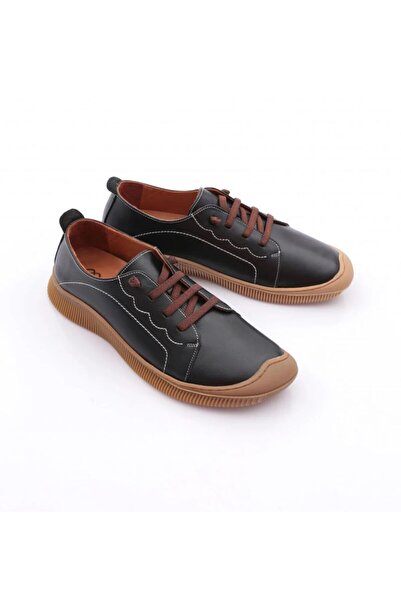Sporline Brown Lace-Up Black Women's Shoes
