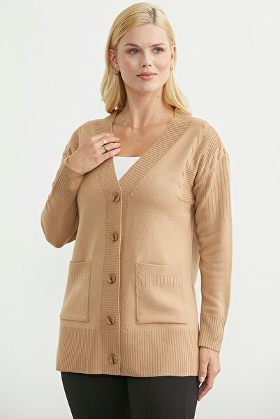 Sementa Oversized Pocket Knitwear Cardigan - Camel