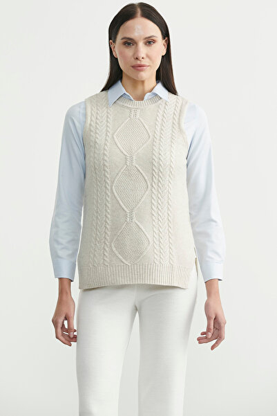 Sementa Ethnic Motif Sleeveless Knit Sweater - Stone
