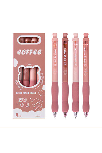 Choice مجموعة من 4 أقلام جل قابلة للمسح على شكل دب بني، لون بني-أزرق، 0.5 مم،...