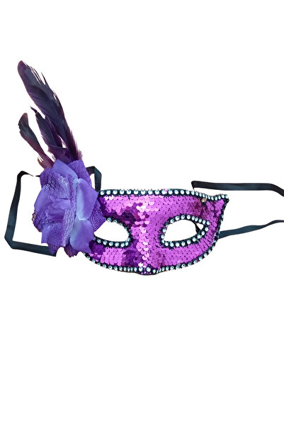 Nana & Mayka Moda Purple Sequined Lace-Up Party Mask – Handmade, Carnival & Masquerade Accessory