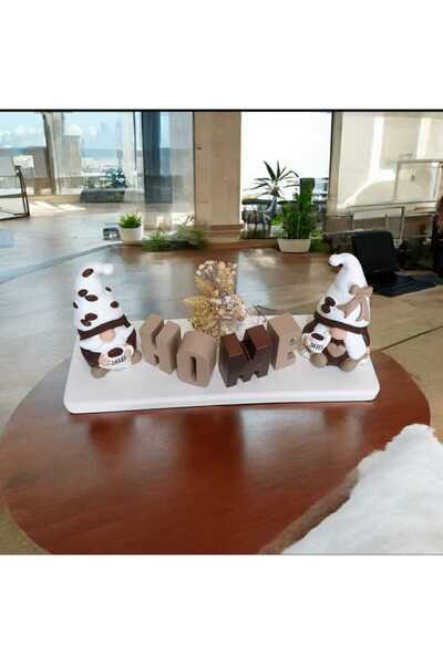 INGA JOSANU Kahve Konseptli Cüce ve HOME Yazısı Dekoratif Set Masaüstü Nordic...