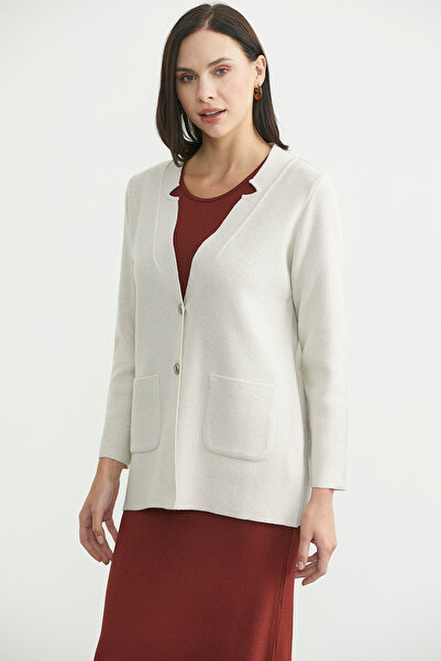 Sementa Buttoned Pocket Detailed Wool Knitwear Jacket - Light Beige