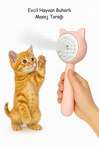 Buharlı Masajlı Kedi Köpek Tarağı – Tüy Dökülmesini Azaltan Fırça