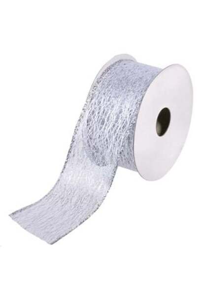 SHOPIENS Panglică decorativă de Crăciun, plasă argintie - 5 m x 38 mm