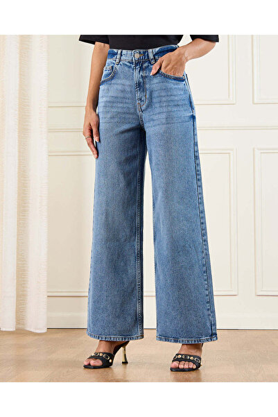 REDTAG Women Blue Wide Leg Jeans