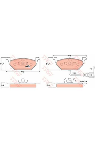 OEM Set placute frana fata VW Bora 1999-, TRW GDB1386