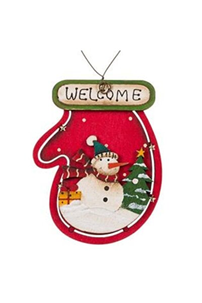 SHOPIENS Vintage Ξύλινο Χριστουγεννιάτικο Στολίδι Δέντρου - Κόκκινο Γάντι Χιο...