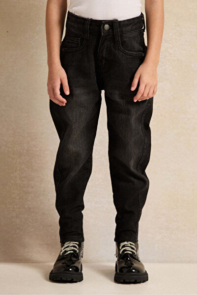 REDTAG Girls Black Denim Cargo Jeans