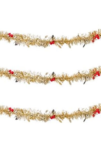 SHOPIENS Bețișor de Crăciun bej cu vâsc și fructe de pădure, 3 m x 7 cm