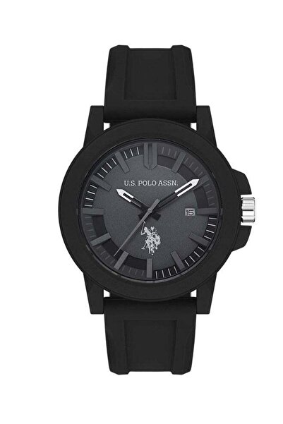 U.S. Polo Assn. Men's 44mm Sporty Watch - Black Dial & Silicone Strap