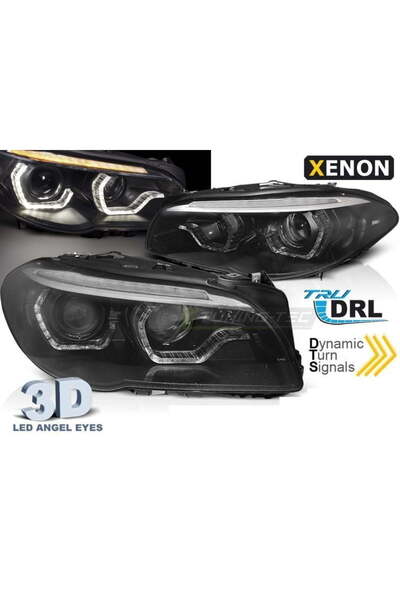 OEM Faruri Xenon LED Angel Eyes DRL Negru BMW Seria 5 F10/F11 2011-2015